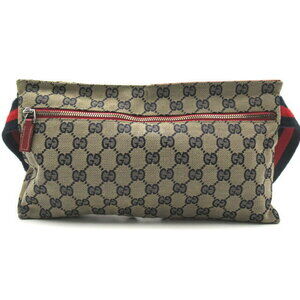 Gucci GG beige Navy red leather Blue pouch canvas waist